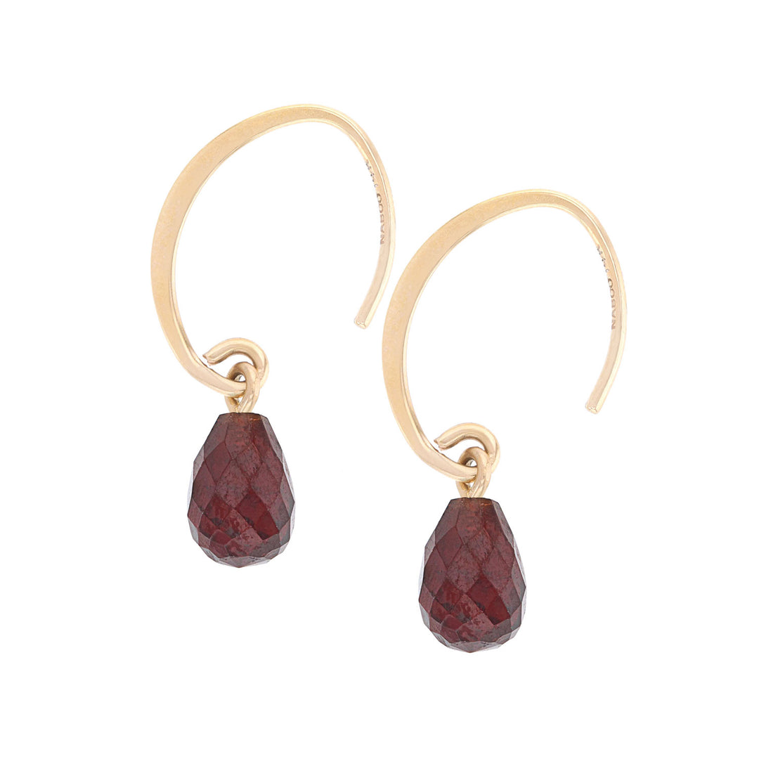 Garnet gemstone gold hoop hotsell earrings